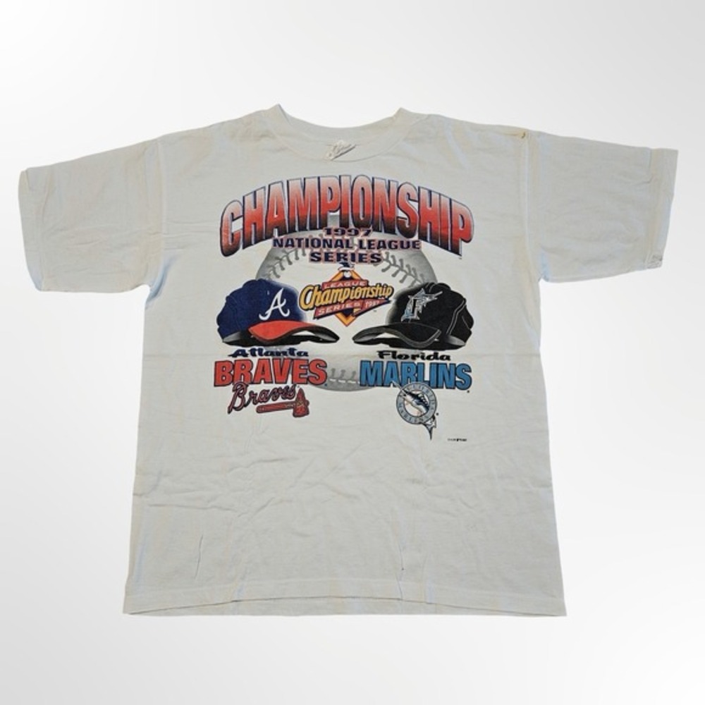 Vintage 1997 Florida Marlins vs Atlanta Braves NLCS T Shirt XL‎ White